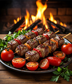 Сочный, ароматный шашлык и другие блюда с мангала со скидкой до 50%!